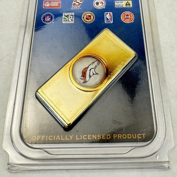 Denver Broncos Money Clip 24Kt Gold Plated Solid Brass NFL By Tag Express NEW - Picture 2 of 5